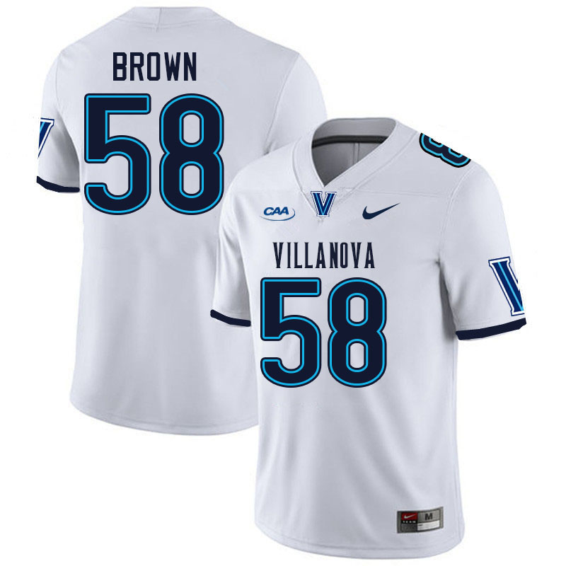 Villanova Wildcats #58 Thomas Brown College Football Jerseys Stitched-White Villanova Wildcats #58 Thomas Brown College Football Jerseys Stitched-White